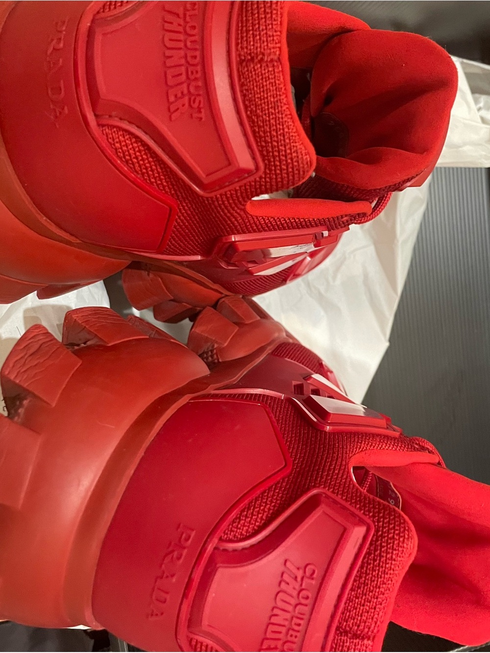 Prada Bright Red Sporty Cloudbust-Style Sneakers - Picture 4 of 10